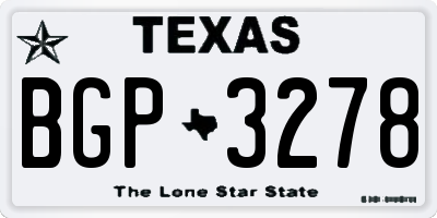 TX license plate BGP3278