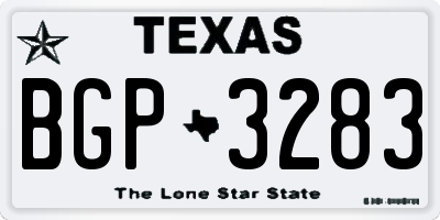 TX license plate BGP3283