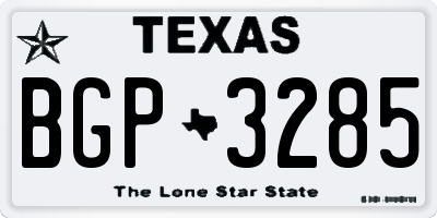 TX license plate BGP3285