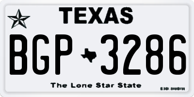 TX license plate BGP3286