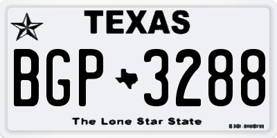 TX license plate BGP3288