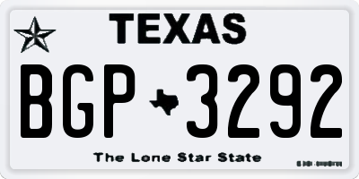 TX license plate BGP3292