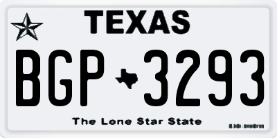 TX license plate BGP3293