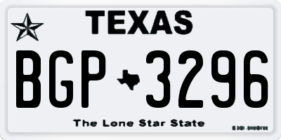 TX license plate BGP3296