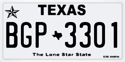 TX license plate BGP3301
