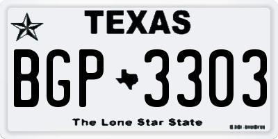 TX license plate BGP3303