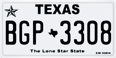 TX license plate BGP3308