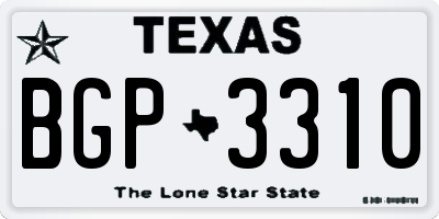TX license plate BGP3310