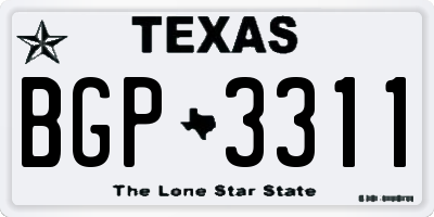 TX license plate BGP3311