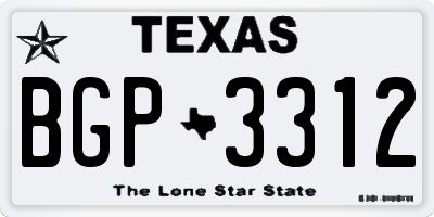 TX license plate BGP3312