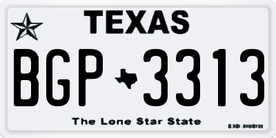 TX license plate BGP3313