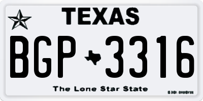 TX license plate BGP3316
