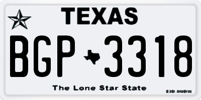 TX license plate BGP3318