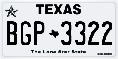 TX license plate BGP3322