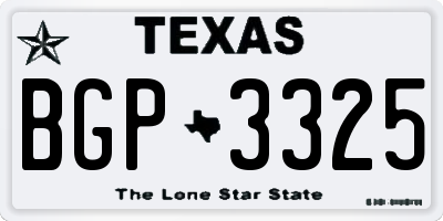 TX license plate BGP3325