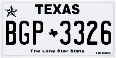 TX license plate BGP3326