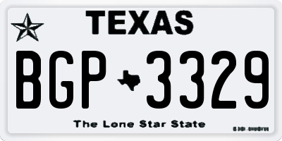 TX license plate BGP3329