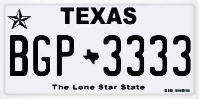 TX license plate BGP3333