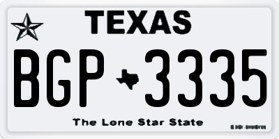 TX license plate BGP3335