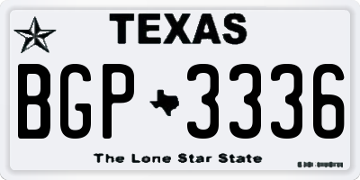 TX license plate BGP3336