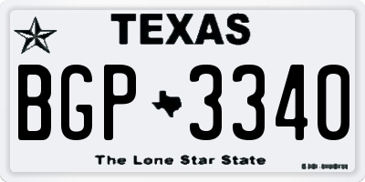 TX license plate BGP3340