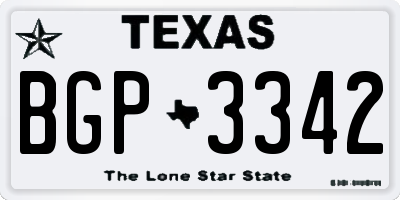 TX license plate BGP3342