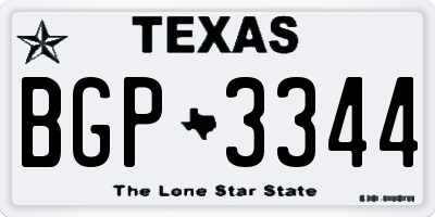 TX license plate BGP3344