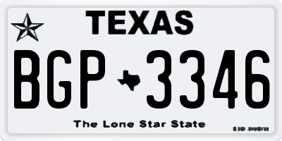 TX license plate BGP3346