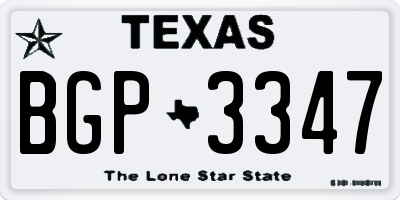 TX license plate BGP3347
