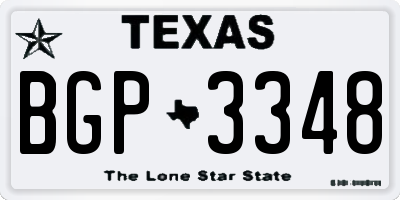 TX license plate BGP3348