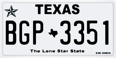 TX license plate BGP3351