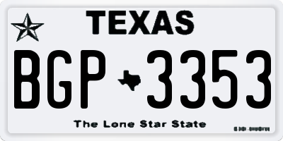 TX license plate BGP3353