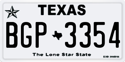 TX license plate BGP3354