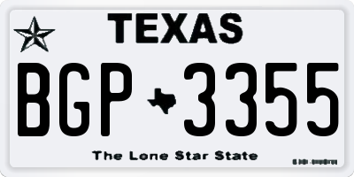 TX license plate BGP3355