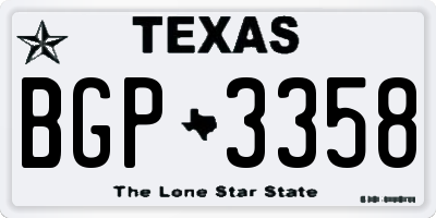 TX license plate BGP3358
