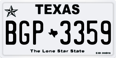 TX license plate BGP3359