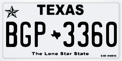 TX license plate BGP3360