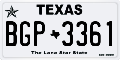 TX license plate BGP3361