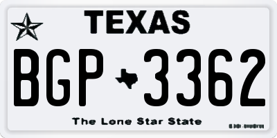 TX license plate BGP3362