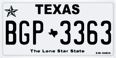 TX license plate BGP3363