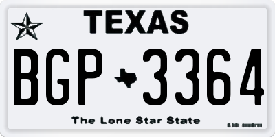 TX license plate BGP3364