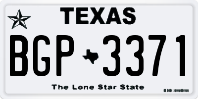 TX license plate BGP3371