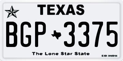 TX license plate BGP3375