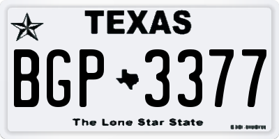 TX license plate BGP3377