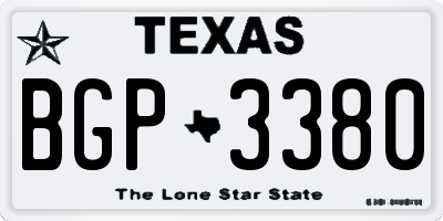 TX license plate BGP3380