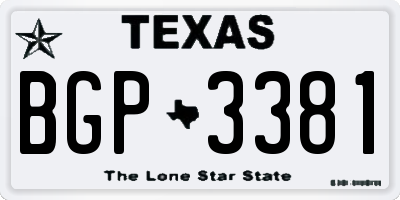 TX license plate BGP3381