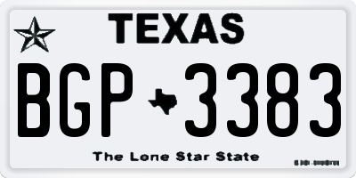 TX license plate BGP3383