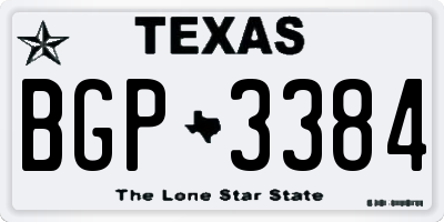 TX license plate BGP3384