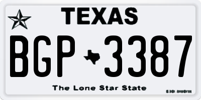 TX license plate BGP3387