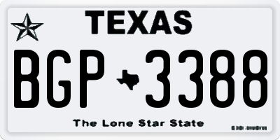 TX license plate BGP3388